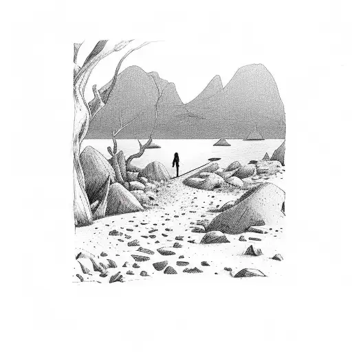 A Guy Walking Towards A View Of The Ocean From The Forest