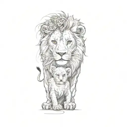 A Lion And A Baby Lion