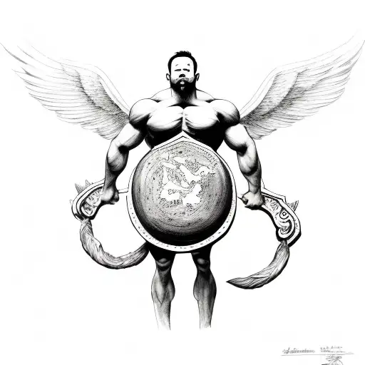 Strongman Holding Atlas Stone With Wings