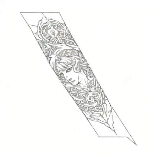 Dark Goth Patterned Arm Sleeve Tattoo Design Inspired In The Berserk Anime Theme