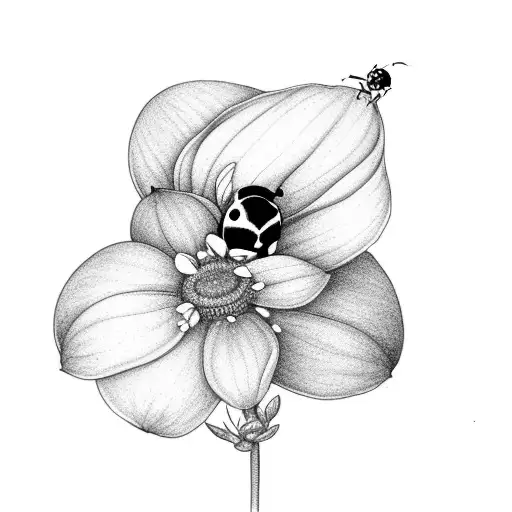 Dogwood Flower With Ladybug And Butterfly