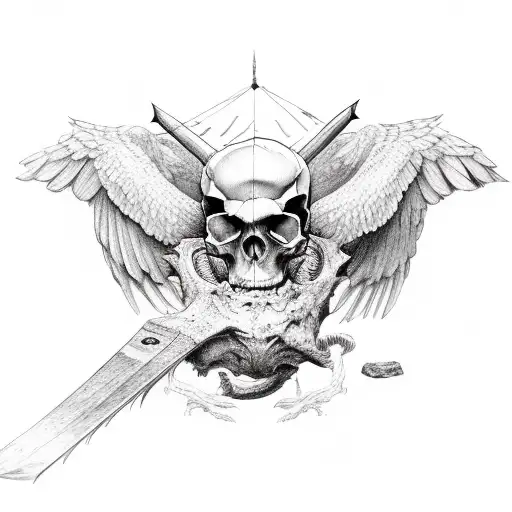 Strongman Hokding A Big Skull With Wings