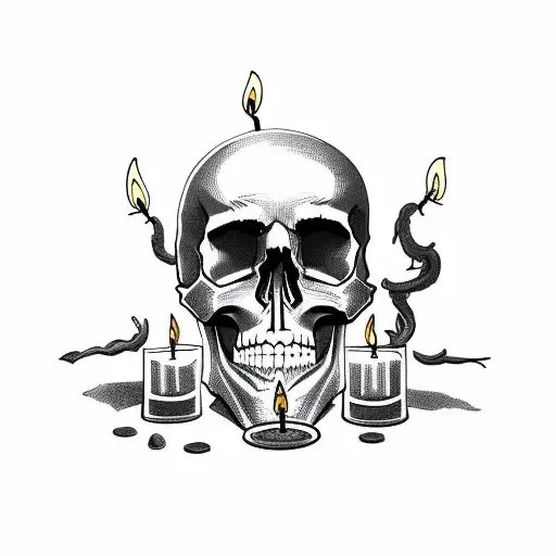 Skull With Candles And Smoke