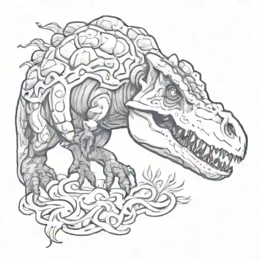 Dinosaur Stealing A Brain