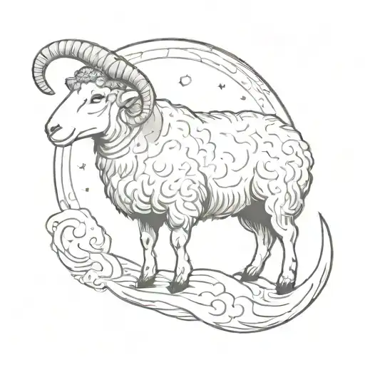 A Sheep In A Crescent Moon