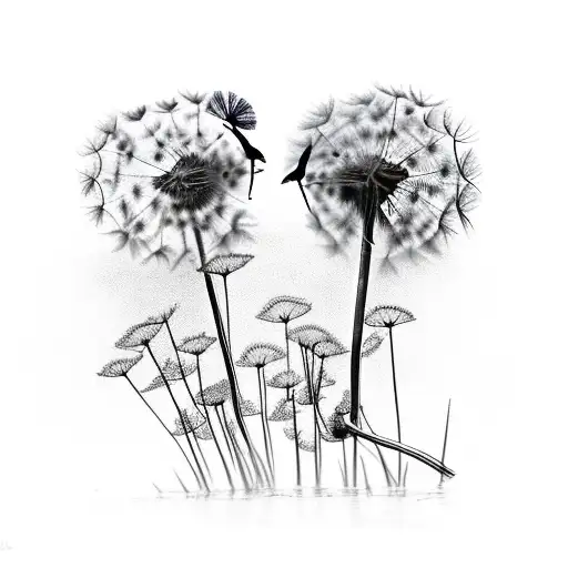 Dandelion With 3 Birds In Praying Hands D