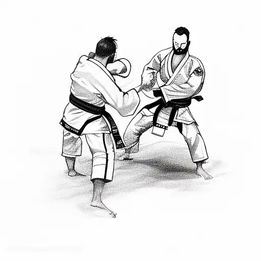 A Ronin Engaged In A Fierce Jiu Jitsu Fight