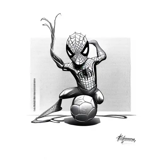 Spiderman Sitting On A Soccer