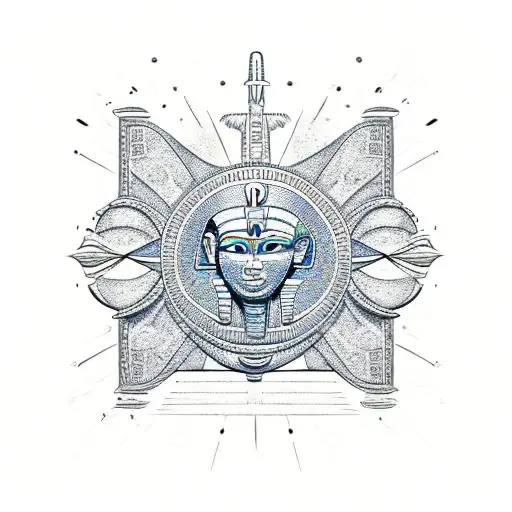 Egyptian Hieroglyph Style Including Ankh And Winged Sun