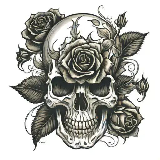 Skull Roses Blooming