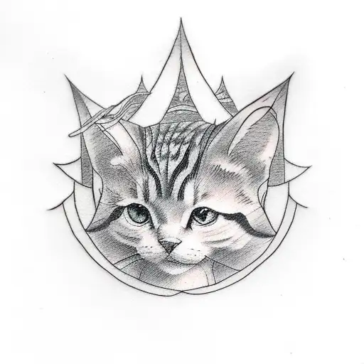 Small Tattoo Of Catwith Love