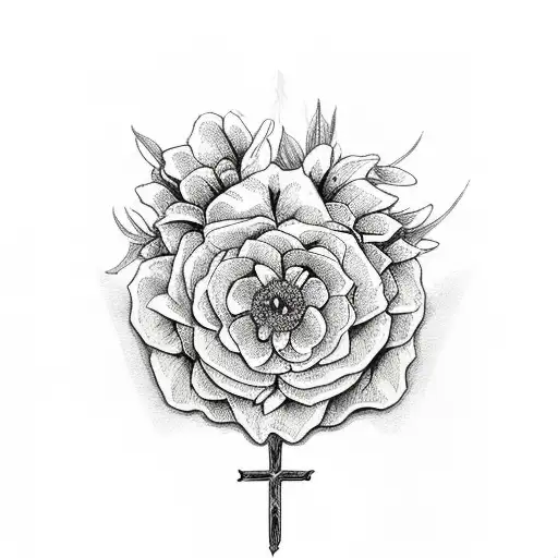 Christian Cross Wrapped In Flowers