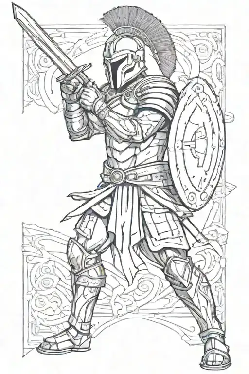 Spartan Warrior Wielding A Sword