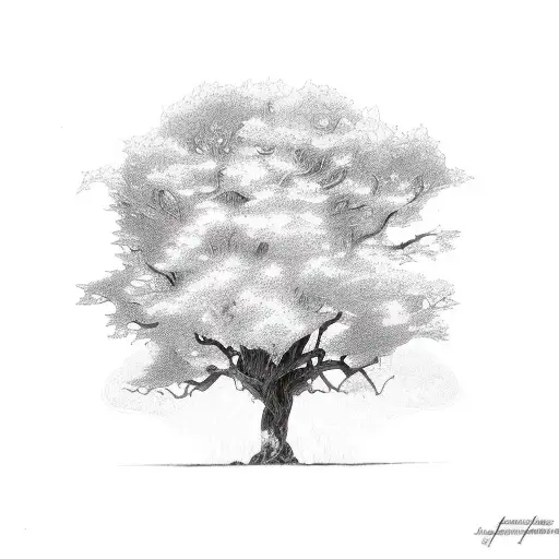 Close Up Of Large Tree With Pair Of Doors At The Base