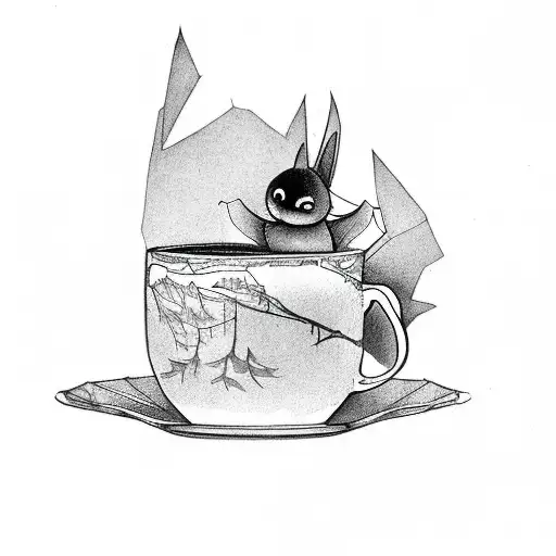 A Bat Perched On A Coffee Cup In A Forest Setting