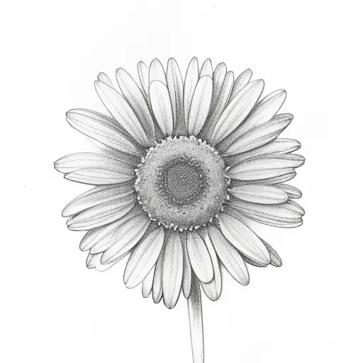 A Delicate Sketch Of A Daisy With Its Petals Floating Away