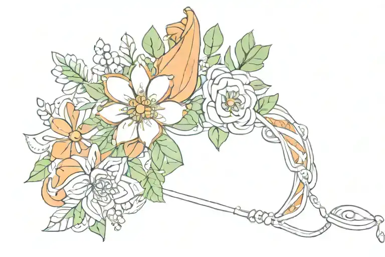 Doodle Flower Bracelet Color Orange Green And Red