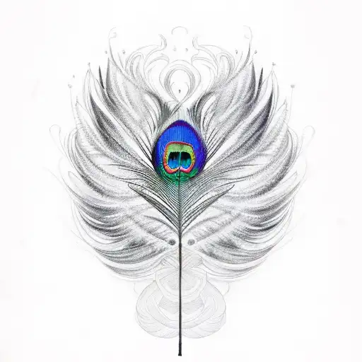 A Majestic Peacock Feather Intertwined With Mystic Symbols