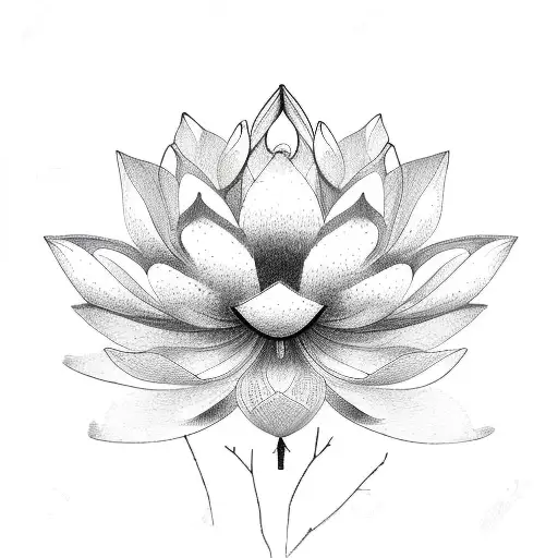 Lotus Flower And Butterflies