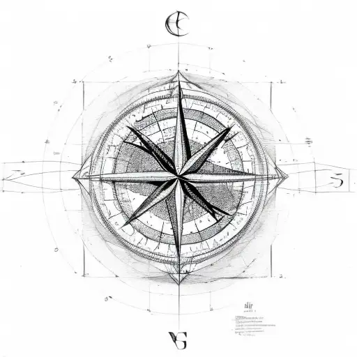 Golden Ratio And Compass And Wave And Tree