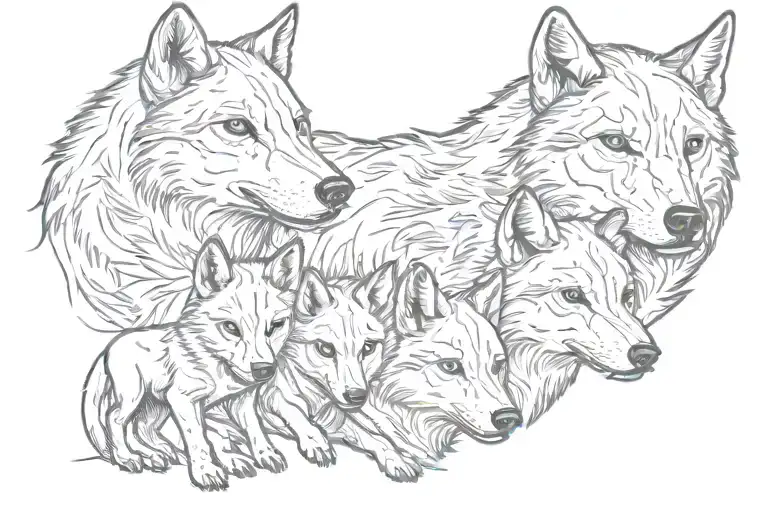 Momma Wolf 5 Pups