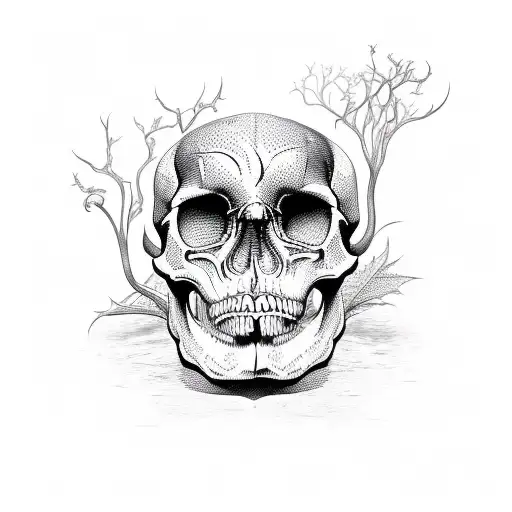 Devils Ivy Growing Out Of A Human Skull