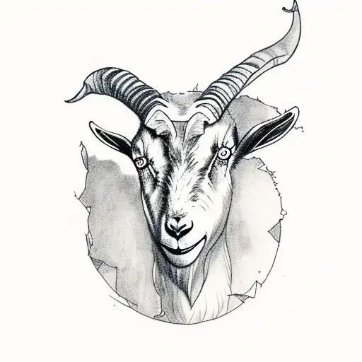 Goat Head With The Number Three And A Mic For Music Full Neck