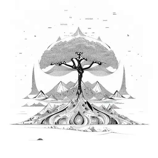 Golden Ratio And Wave And Tree And Navigational Lines