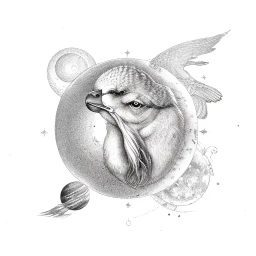 Astrological Sun With A Goose In The Centre In The Style Of Beatrix Potter