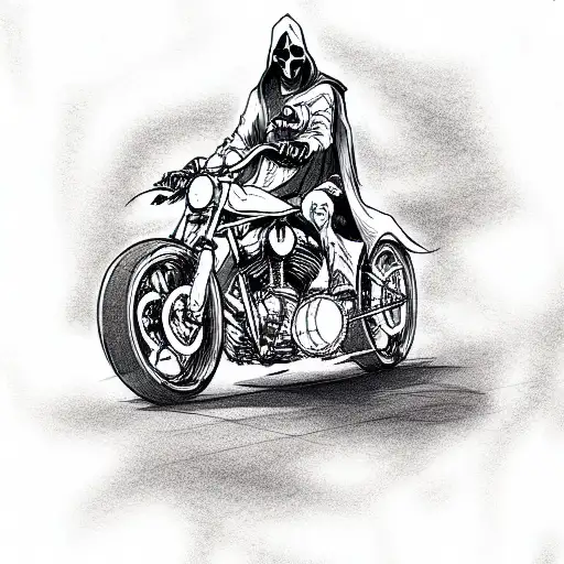 Grim Reaper Riding A Harley