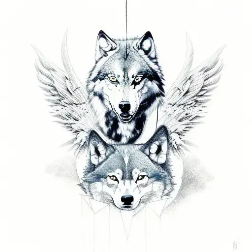 Angel And Devil Mixed With Wolf