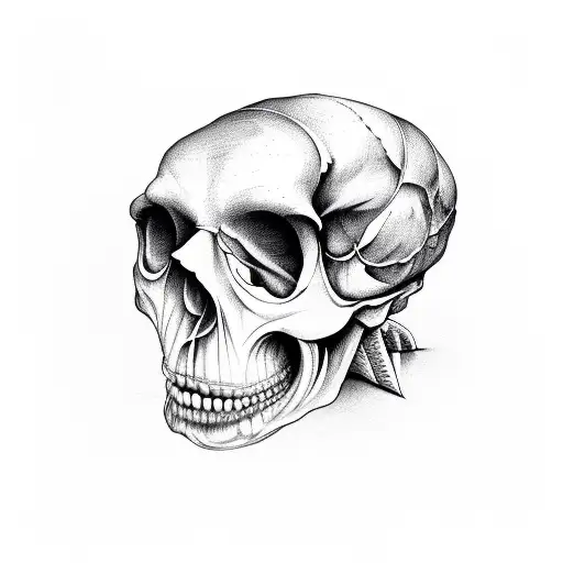 Frog Resting In A Human Skull Jaw