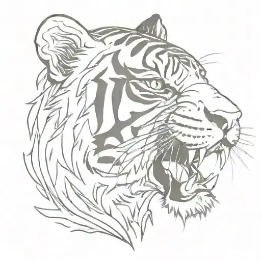 Roared Tiger Head