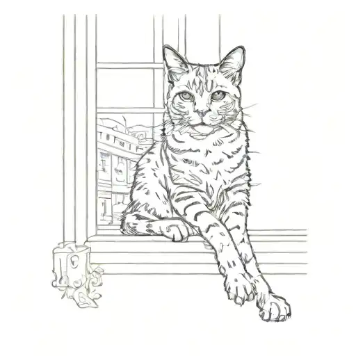 Cat Sitting On A Windowsil Looking Outside