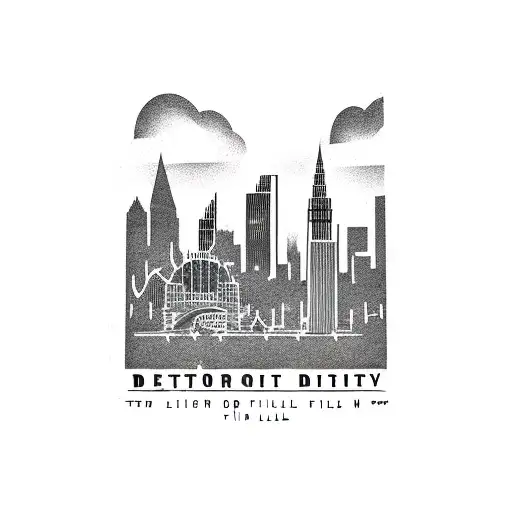 Detroit City Skyline 7Mile Sign Behind It Cloud Filler Light Shining Down On Sign One Little Bird