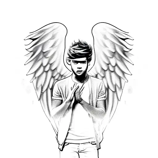A Sketch Of One Direction Members With Angel Wings