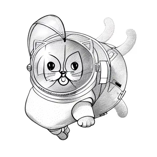 Floating Cat In A Space Suit
