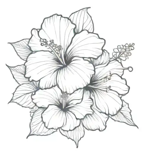 Hibiscus Flower With 222 Number Black And White
