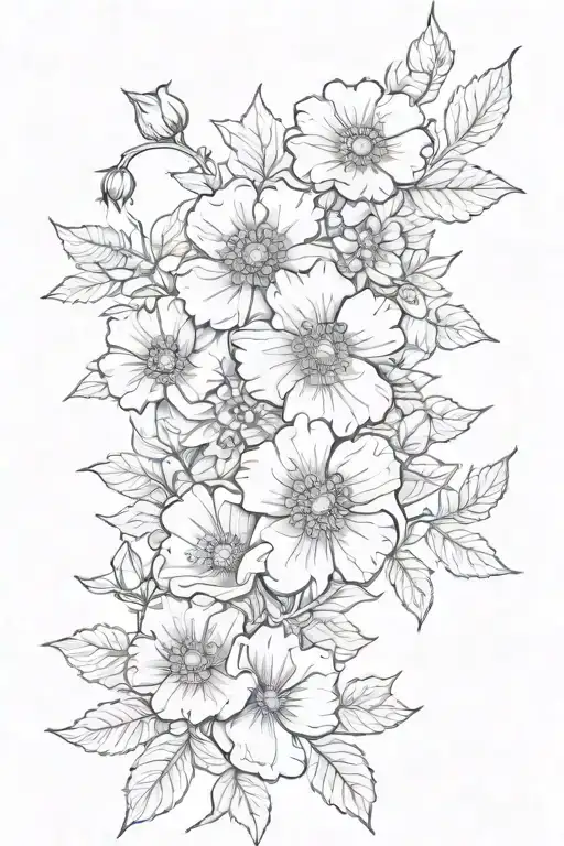 Violets Rose And Poppies And Holly In A Vine