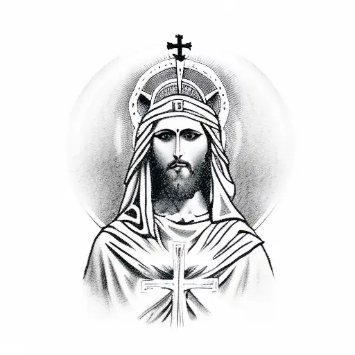 Jesus Mother Maria With A Cross Cain