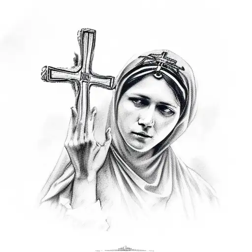 Mother Maria With A Cross Cain In Her Hands