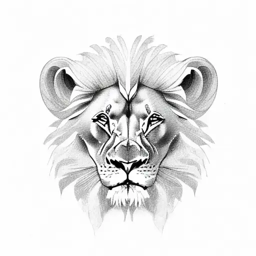 Lion Head Feather Three Birds Flying