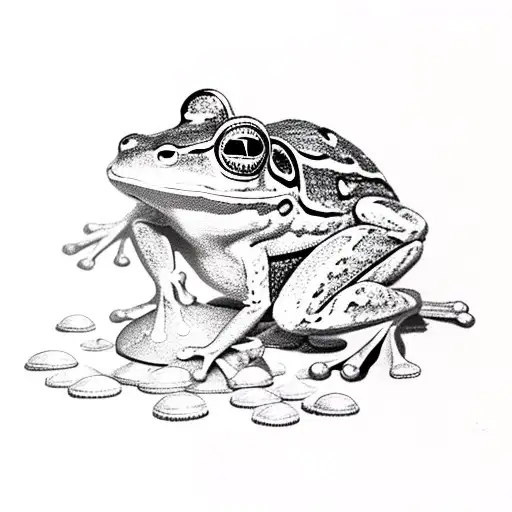 Frog Playing With Dnd Dice In A Field Of Wild Mushrooms