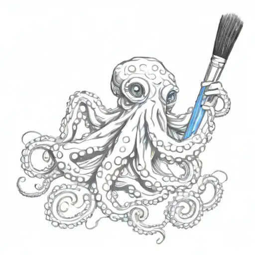 Octopus Hoding A Paint Brush