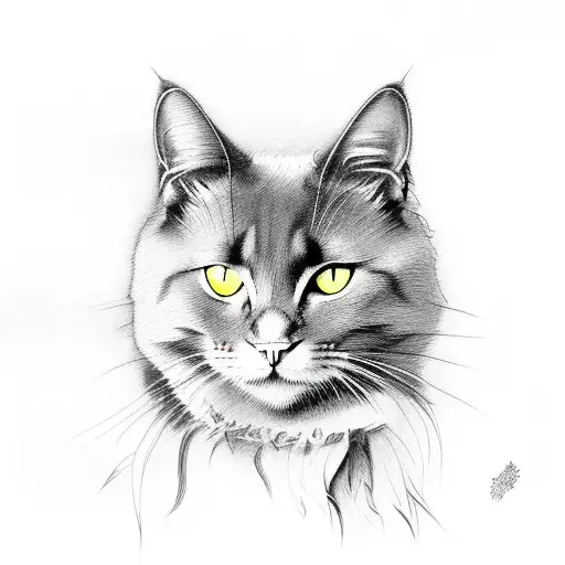 Black Cat Face With Large Yellow Eyes