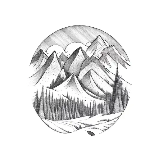 Forest With Mountains On Background