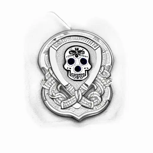 Military Dog Tags Intertwined With Mexican Sugar Skulls