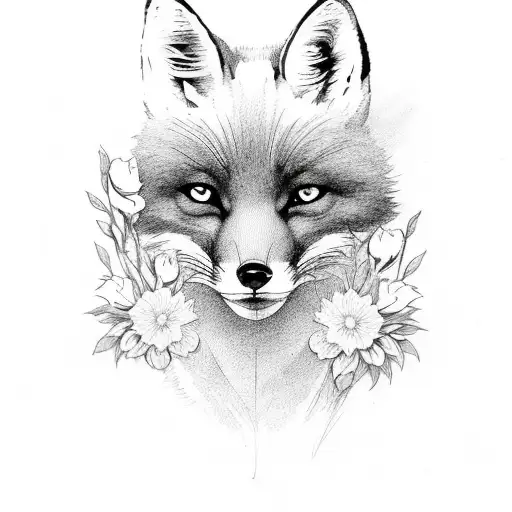 Fox With Flowers