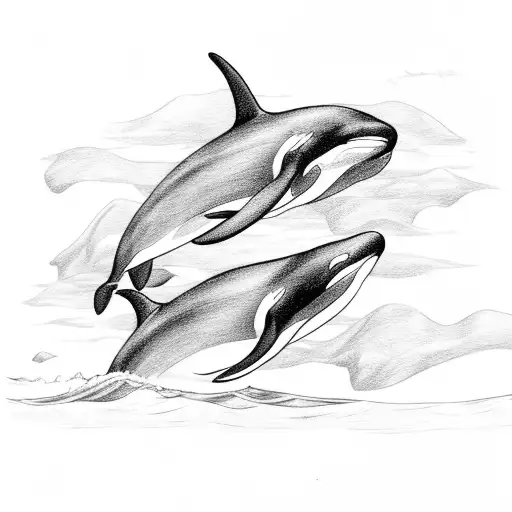 Orca Whale Tail Going Into Water