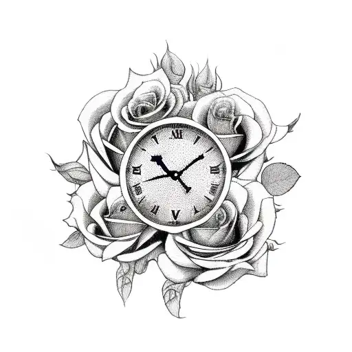 Clock With Roses
